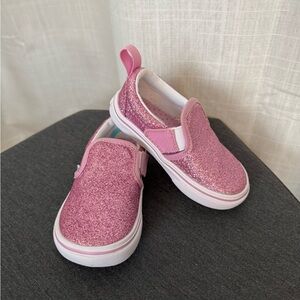 Toddler Vans Sparkly Pink Kids Slip-On Shoes US Toddler Sneaker Size 6